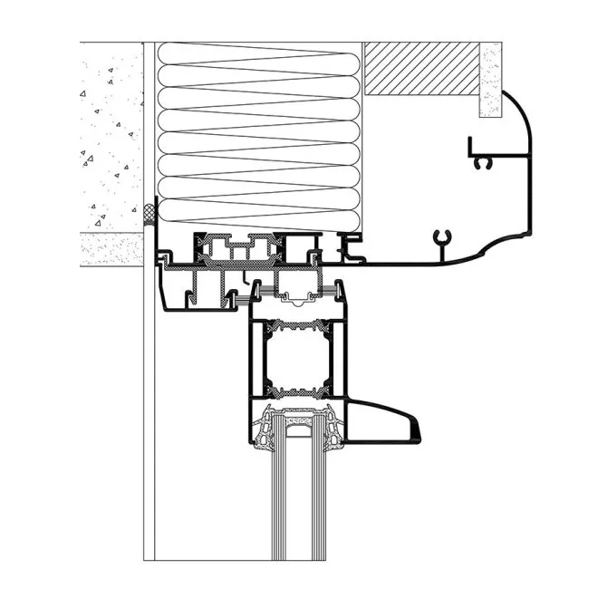 Section view of modern slide patio doors